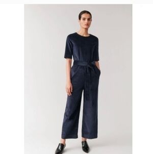 COS Navy Short-Sleeve Jumpsuit